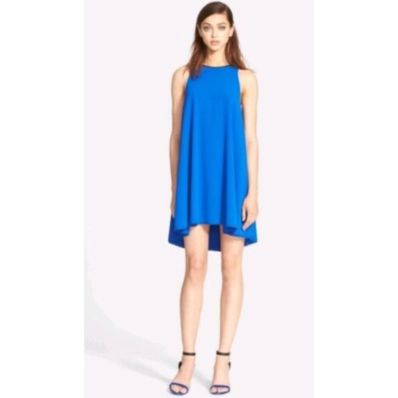 Alexander Wang Dresses & Skirts - NWT T Alexander Wang dress Womens 4 Trapeze Leather Trim Cobalt blue sleeveless